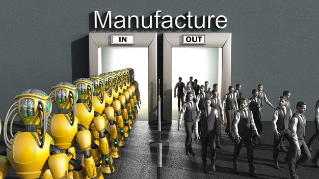 A collage showcasing different industries affected by the new regulations, including a factory assembly line (manufacturing), a farmer harvesting crops (agriculture), and a tech office with employees working on computers (technology).